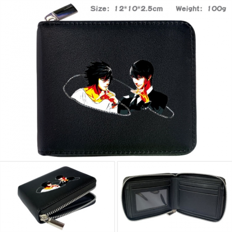 Death note Anime zipper black leather half-fold wallet 12X10X2.5CM 100G