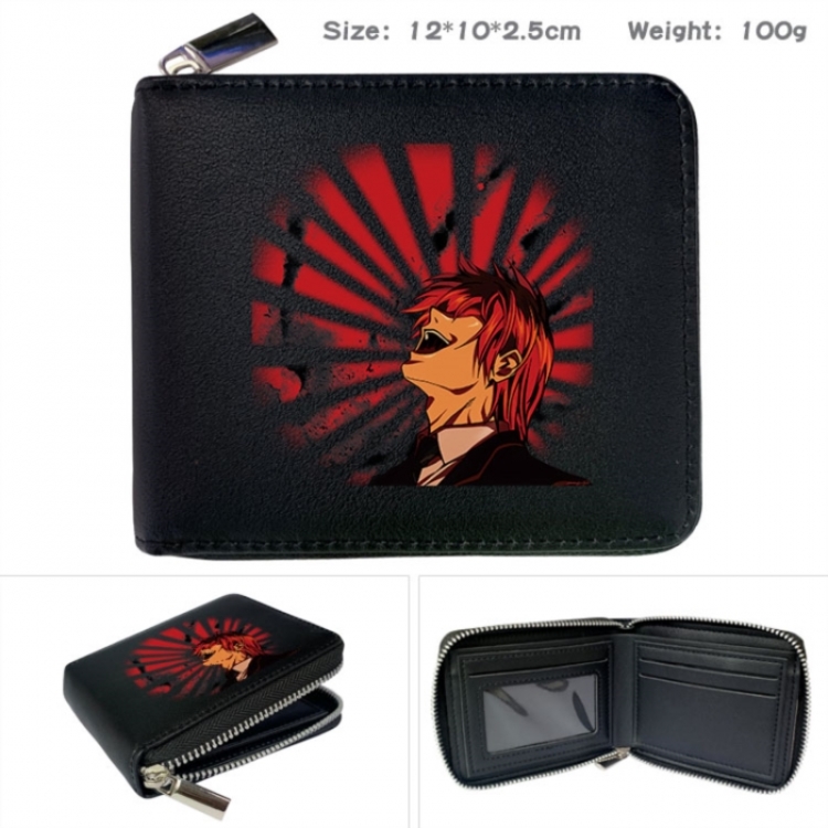 Death note Anime zipper black leather half-fold wallet 12X10X2.5CM 100G