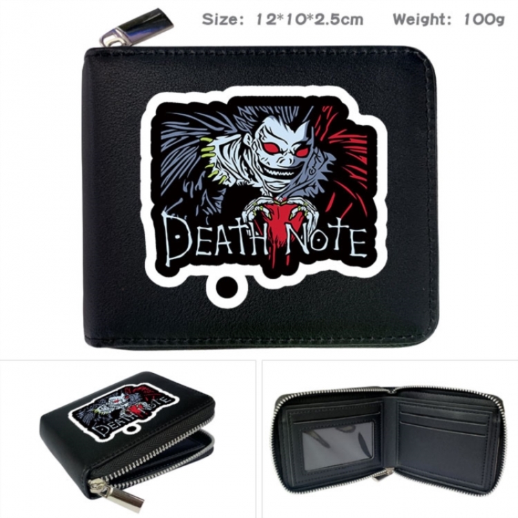 Death note Anime zipper black leather half-fold wallet 12X10X2.5CM 100G