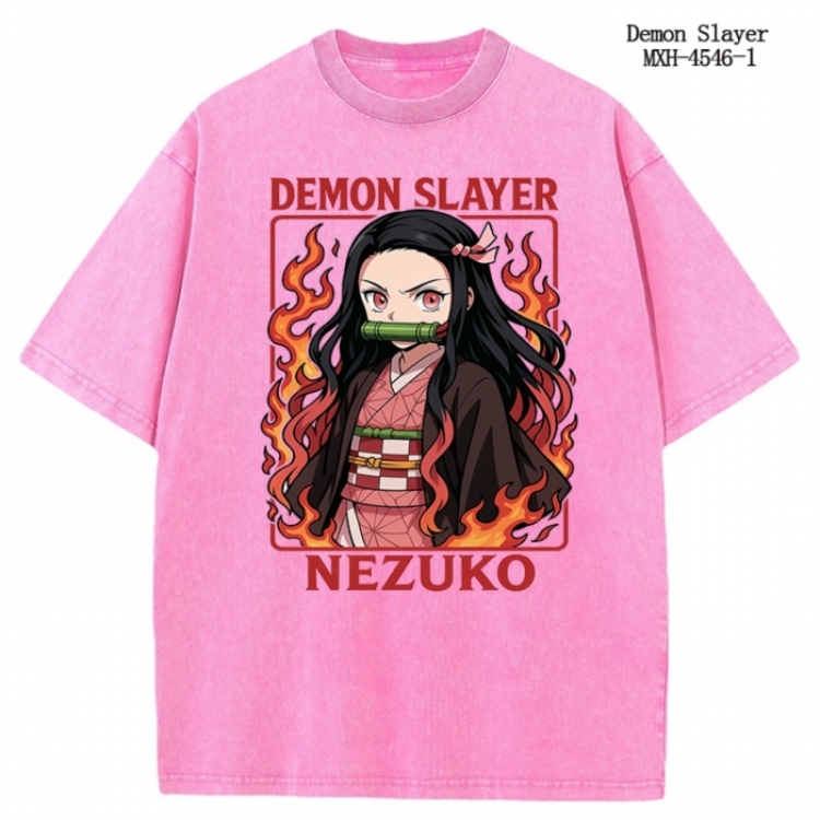 Demon Slayer Kimets Anime peripheral pure cotton washed and worn T-shirt from S to 2XL