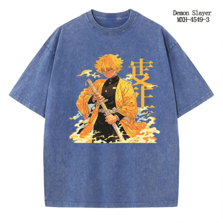 Demon Slayer Kimets Anime peripheral pure cotton washed and worn T-shirt from S to 2XL