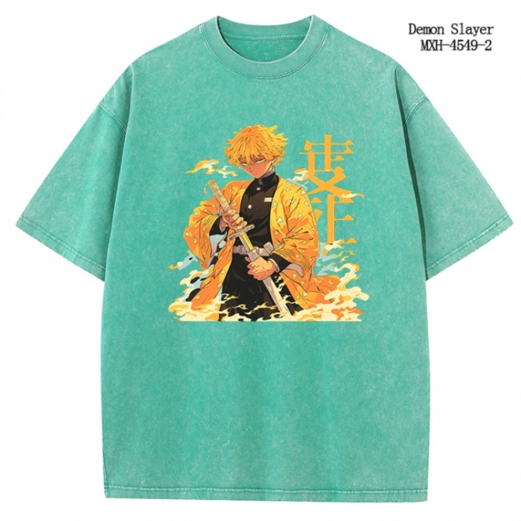 Demon Slayer Kimets Anime peripheral pure cotton washed and worn T-shirt from S to 2XL