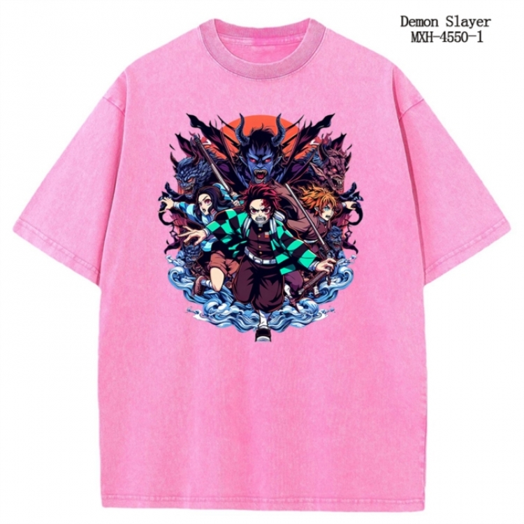 Demon Slayer Kimets Anime peripheral pure cotton washed and worn T-shirt from S to 2XL