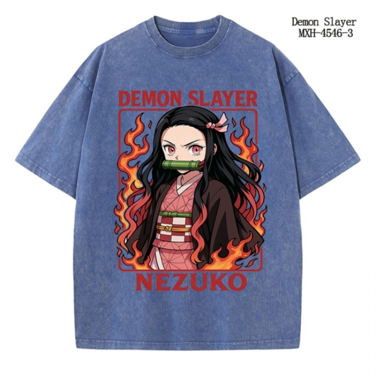 Demon Slayer Kimets Anime peripheral pure cotton washed and worn T-shirt from S to 2XL