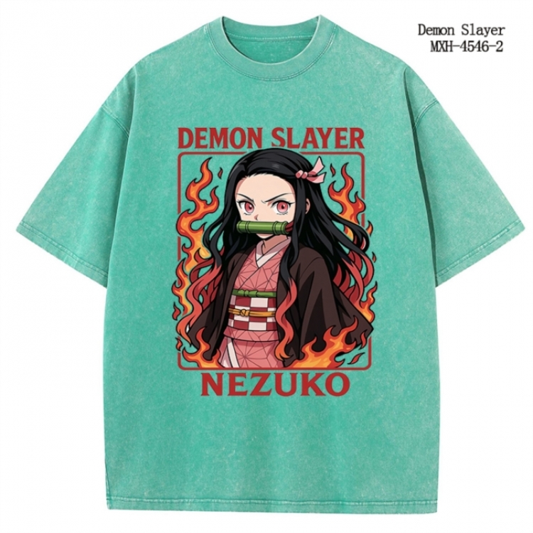 Demon Slayer Kimets Anime peripheral pure cotton washed and worn T-shirt from S to 2XL