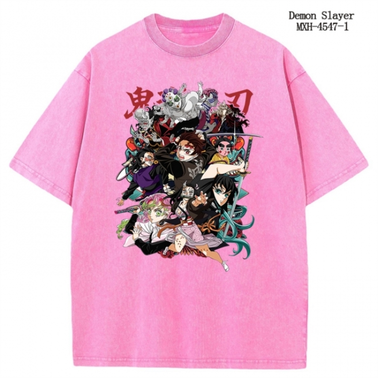 Demon Slayer Kimets Anime peripheral pure cotton washed and worn T-shirt from S to 2XL