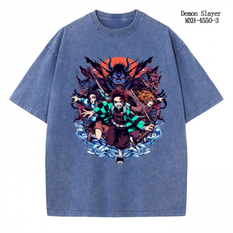 Demon Slayer Kimets Anime peripheral pure cotton washed and worn T-shirt from S to 2XL