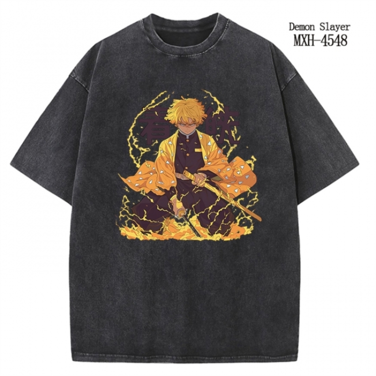 Demon Slayer Kimets Anime peripheral pure cotton washed and worn T-shirt from S to 2XL