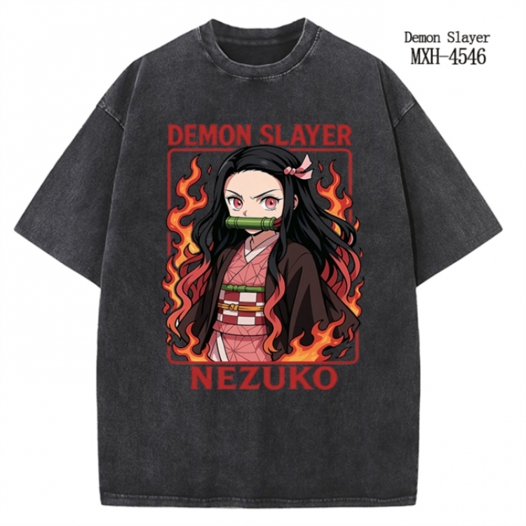 Demon Slayer Kimets Anime peripheral pure cotton washed and worn T-shirt from S to 2XL