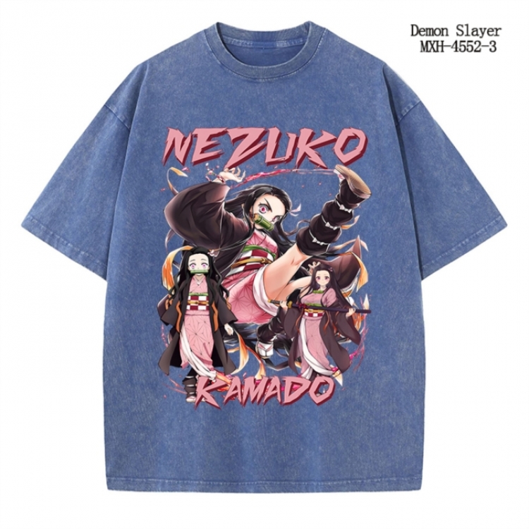 Demon Slayer Kimets Anime peripheral pure cotton washed and worn T-shirt from S to 2XL