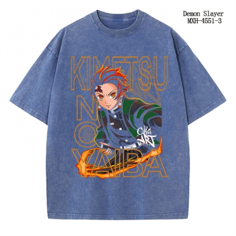 Demon Slayer Kimets Anime peripheral pure cotton washed and worn T-shirt from S to 2XL
