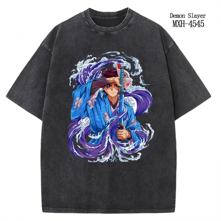 Demon Slayer Kimets Anime peripheral pure cotton washed and worn T-shirt from S to 2XL