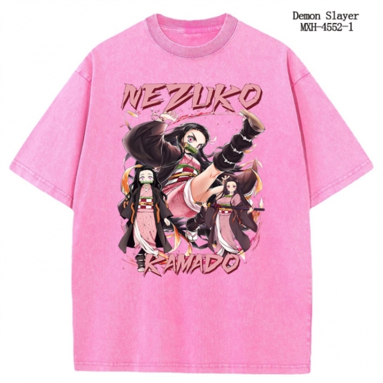 Demon Slayer Kimets Anime peripheral pure cotton washed and worn T-shirt from S to 2XL