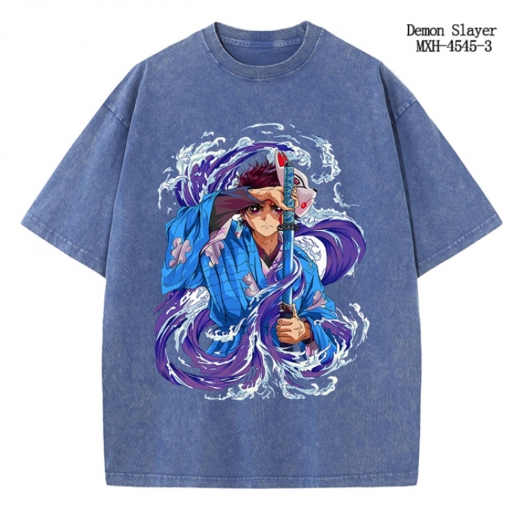 Demon Slayer Kimets Anime peripheral pure cotton washed and worn T-shirt from S to 2XL
