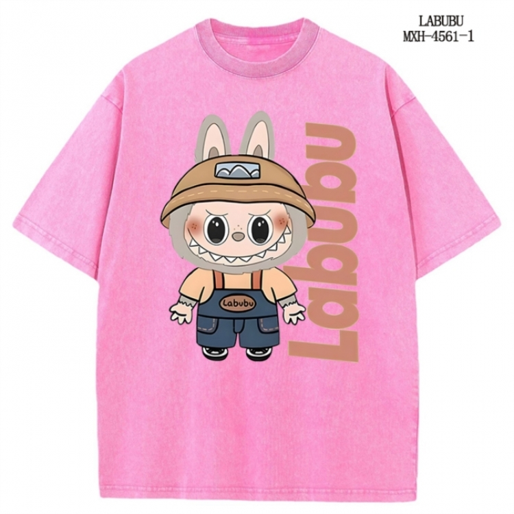 Labubu Anime peripheral pure cotton washed and worn T-shirt from S to 2XL