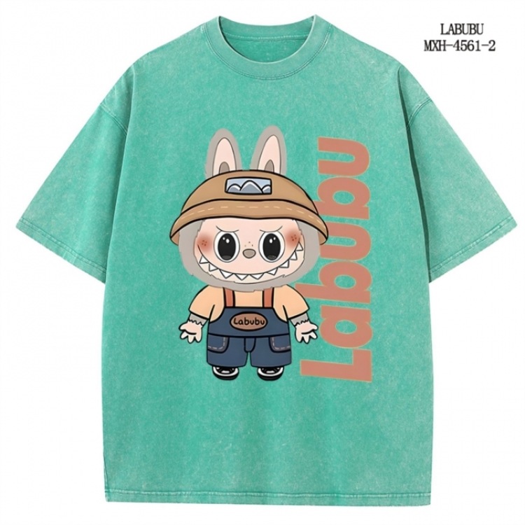 Labubu Anime peripheral pure cotton washed and worn T-shirt from S to 2XL