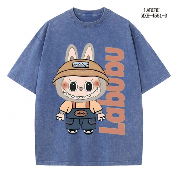 Labubu Anime peripheral pure cotton washed and worn T-shirt from S to 2XL