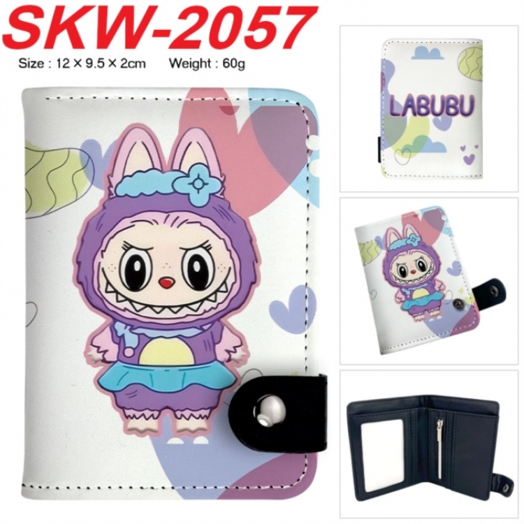 Labubu Anime vertical button folding wallet 12X9.5X2CM 60g