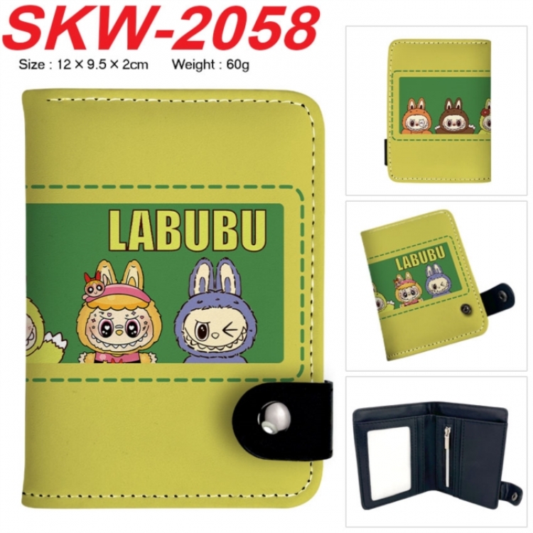 Labubu Anime vertical button folding wallet 12X9.5X2CM 60g