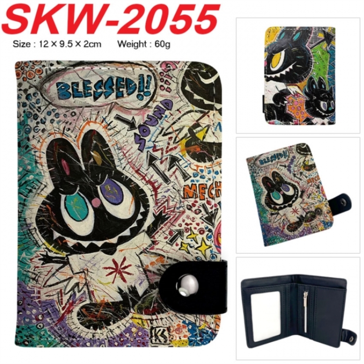 Labubu Anime vertical button folding wallet 12X9.5X2CM 60g