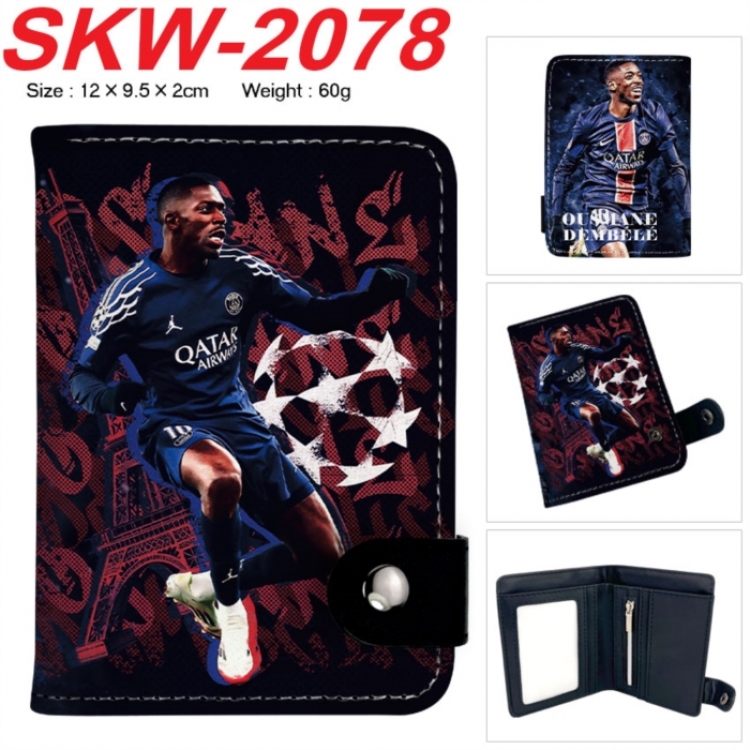 Football star Anime vertical button folding wallet 12X9.5X2CM 60g