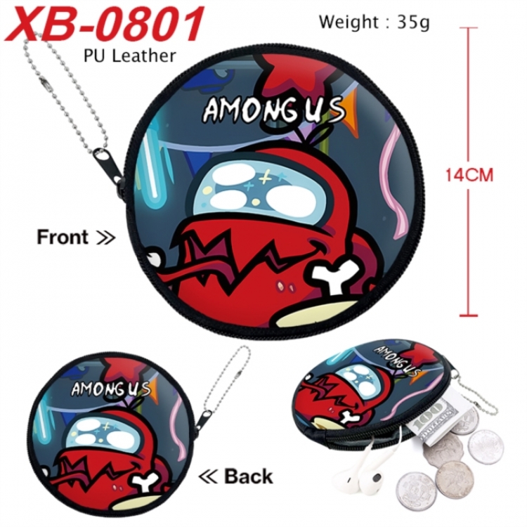 Among us Anime PU leather material circular zipper zero wallet 14cm