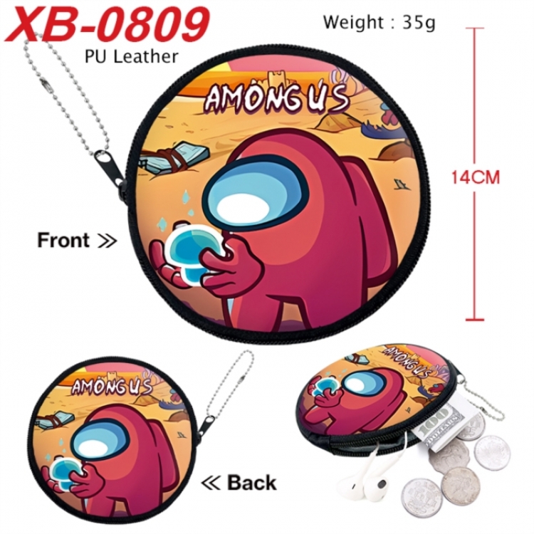 Among us Anime PU leather material circular zipper zero wallet 14cm