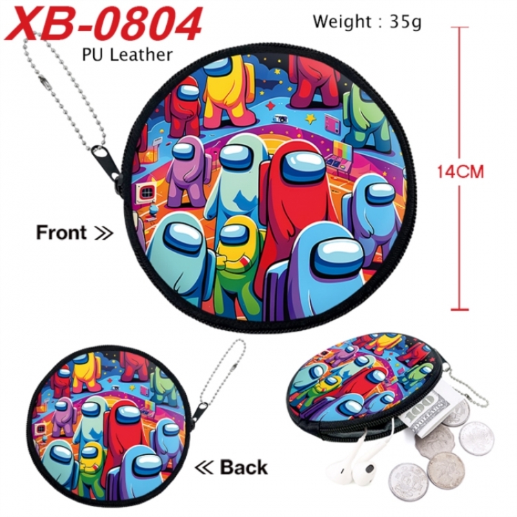 Among us Anime PU leather material circular zipper zero wallet 14cm