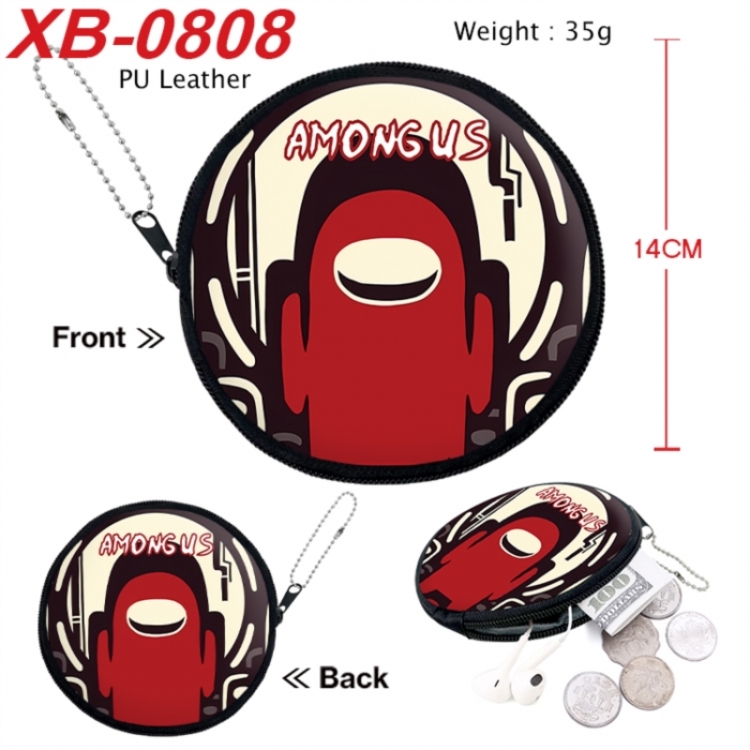Among us Anime PU leather material circular zipper zero wallet 14cm