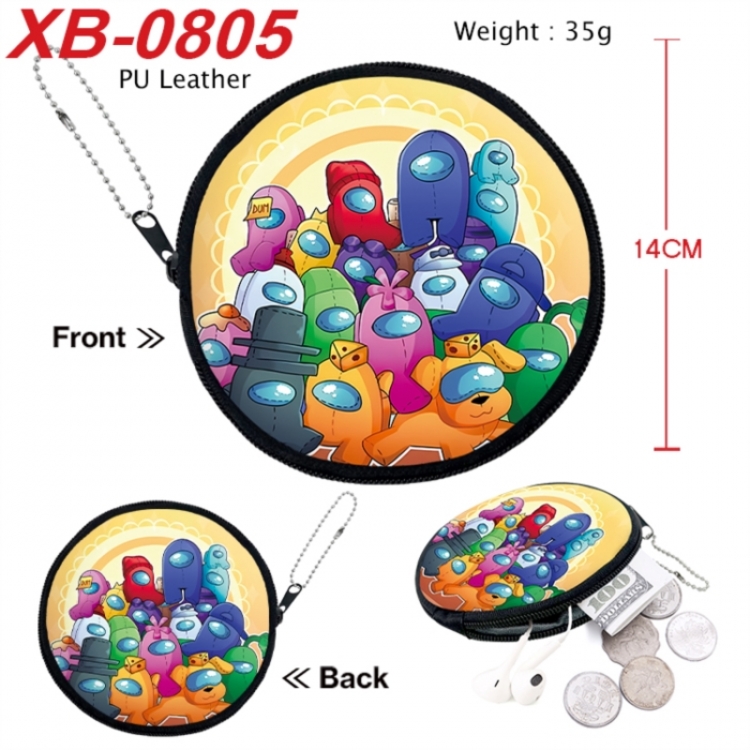Among us Anime PU leather material circular zipper zero wallet 14cm