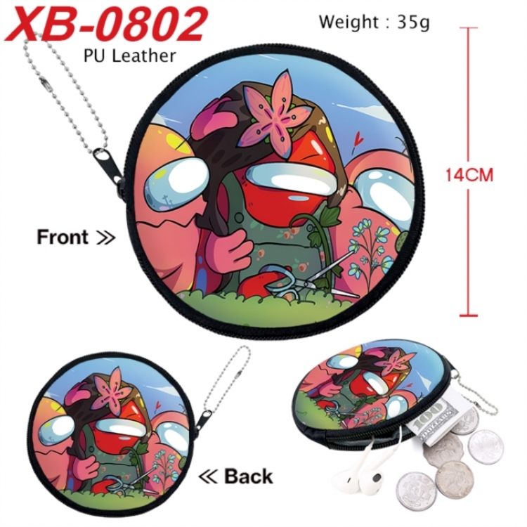 Among us Anime PU leather material circular zipper zero wallet 14cm