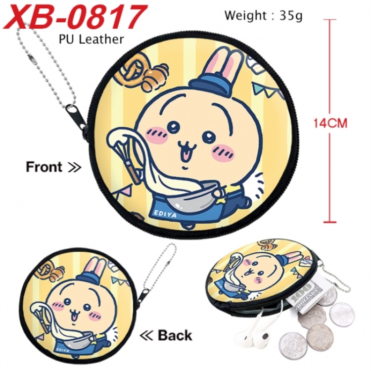 Chiikawa Anime PU leather material circular zipper zero wallet 14cm