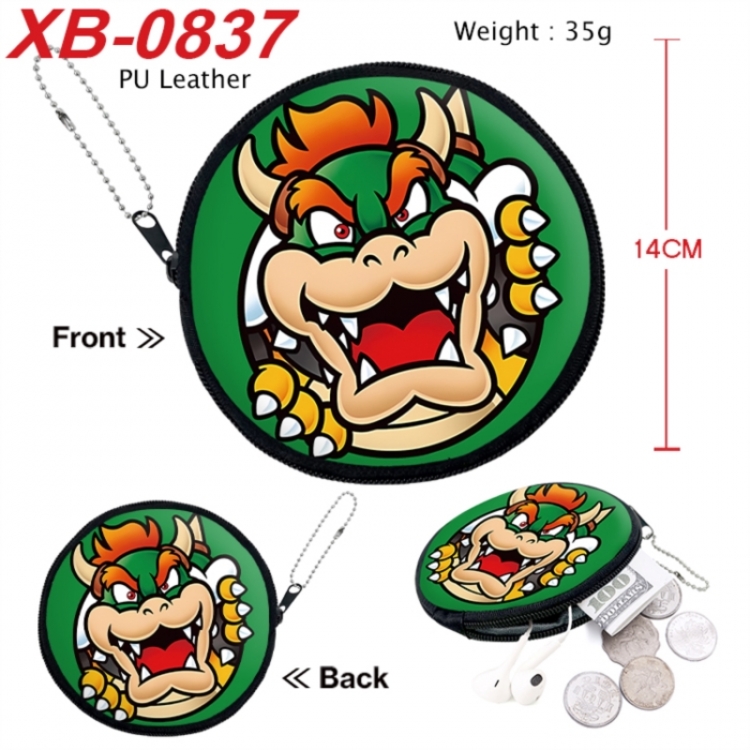 Super Mario Anime PU leather material circular zipper zero wallet 14cm