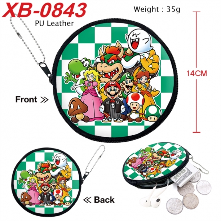Super Mario Anime PU leather material circular zipper zero wallet 14cm