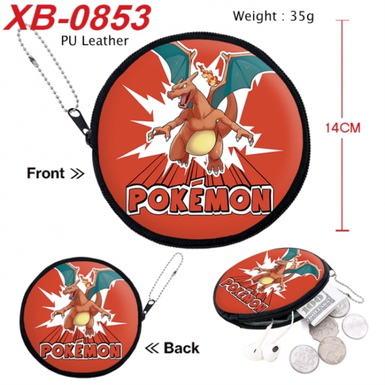 Pokemon Anime PU leather material circular zipper zero wallet 14cm