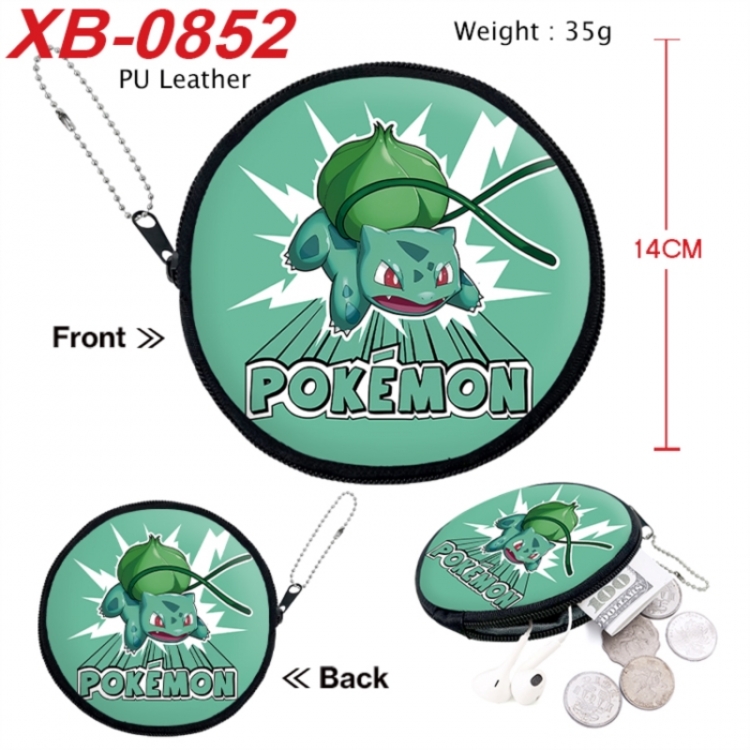 Pokemon Anime PU leather material circular zipper zero wallet 14cm