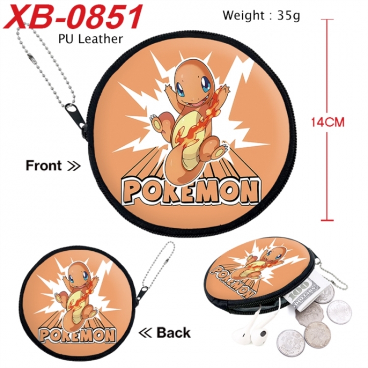 Pokemon Anime PU leather material circular zipper zero wallet 14cm