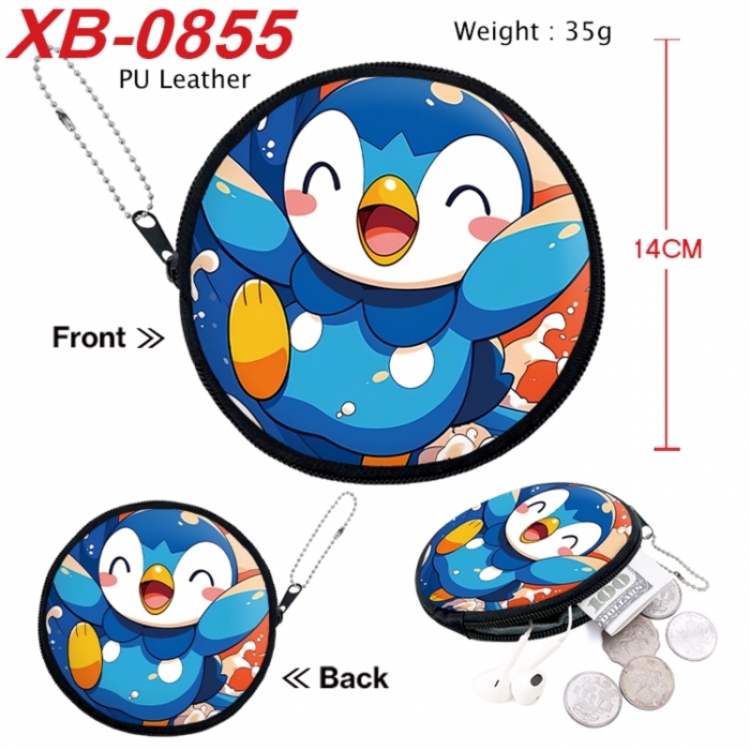 Pokemon Anime PU leather material circular zipper zero wallet 14cm