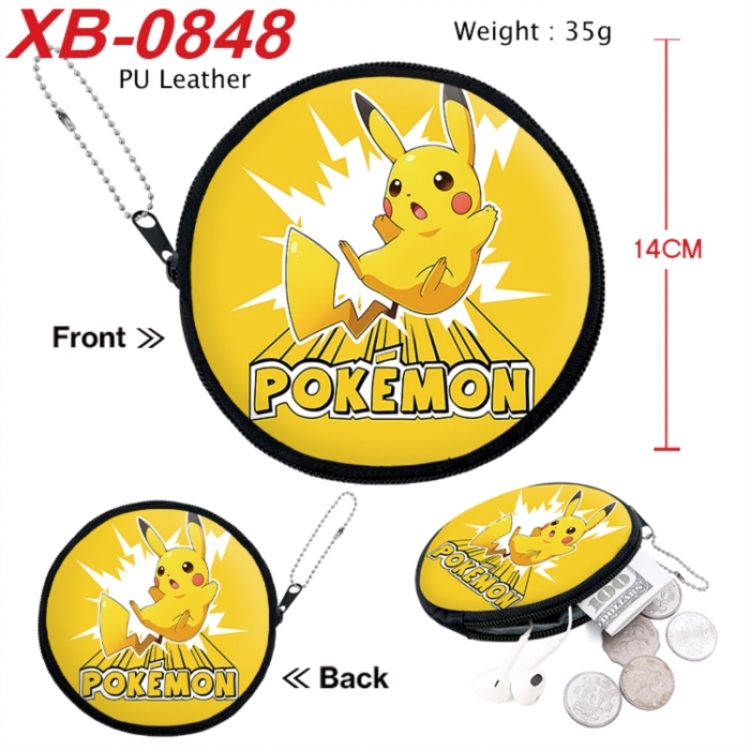 Pokemon Anime PU leather material circular zipper zero wallet 14cm