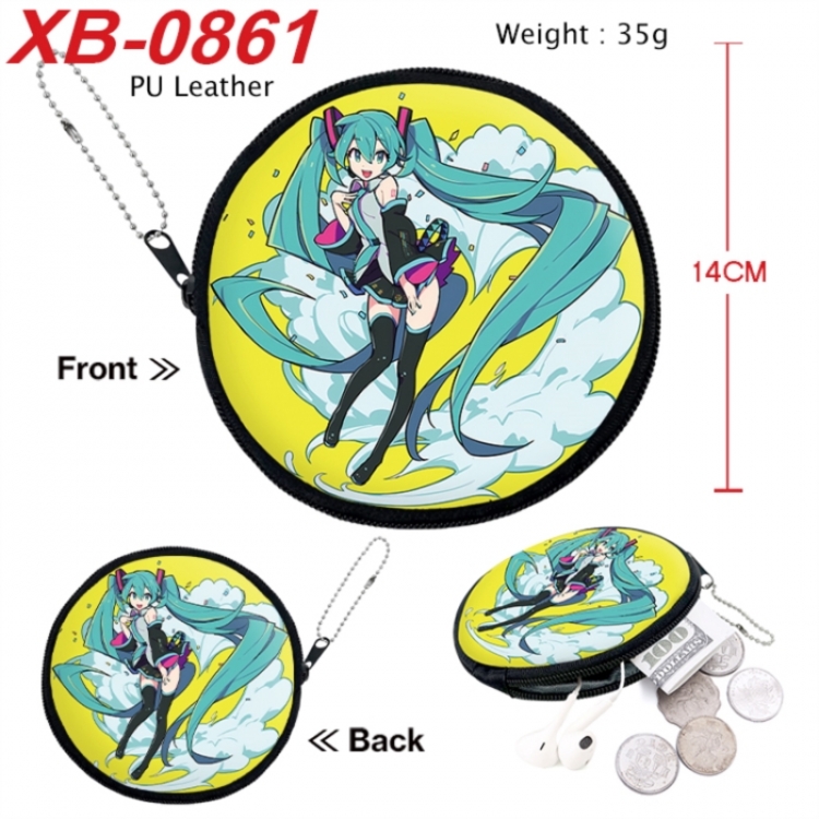 Hatsune Miku Anime PU leather material circular zipper zero wallet 14cm