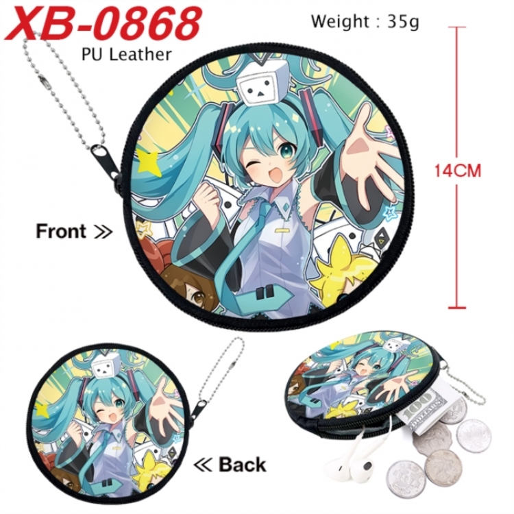 Hatsune Miku Anime PU leather material circular zipper zero wallet 14cm