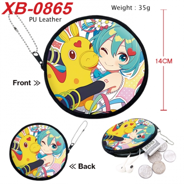 Hatsune Miku Anime PU leather material circular zipper zero wallet 14cm