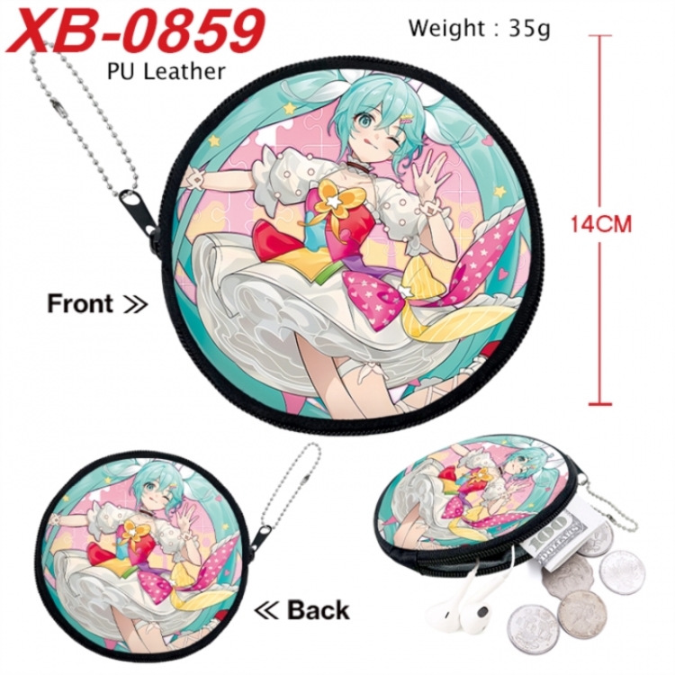 Hatsune Miku Anime PU leather material circular zipper zero wallet 14cm