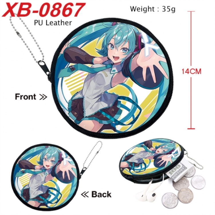 Hatsune Miku Anime PU leather material circular zipper zero wallet 14cm