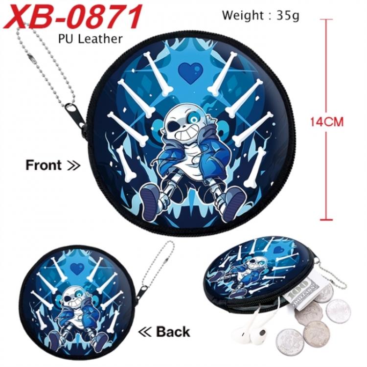 Undertale Anime PU leather material circular zipper zero wallet 14cm
