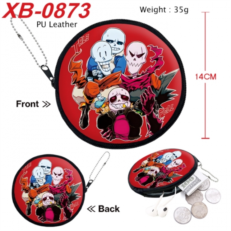 Undertale Anime PU leather material circular zipper zero wallet 14cm