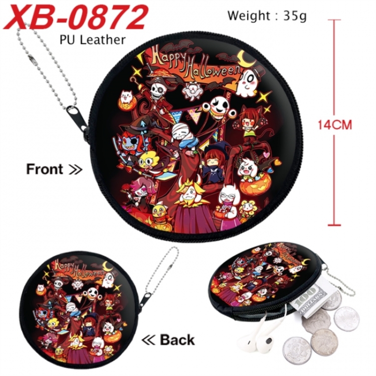 Undertale Anime PU leather material circular zipper zero wallet 14cm
