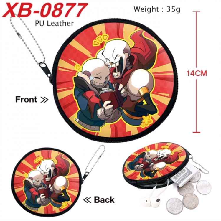 Undertale Anime PU leather material circular zipper zero wallet 14cm