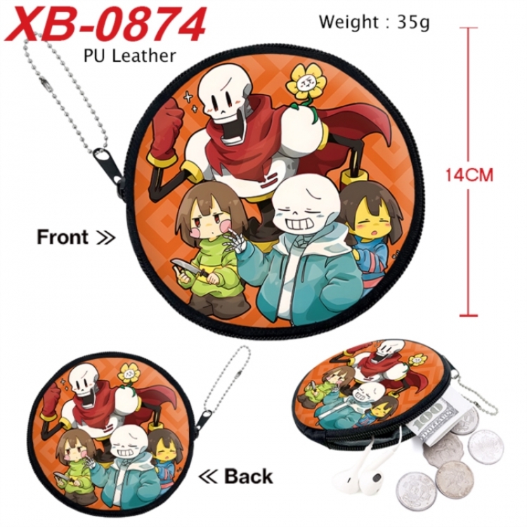 Undertale Anime PU leather material circular zipper zero wallet 14cm