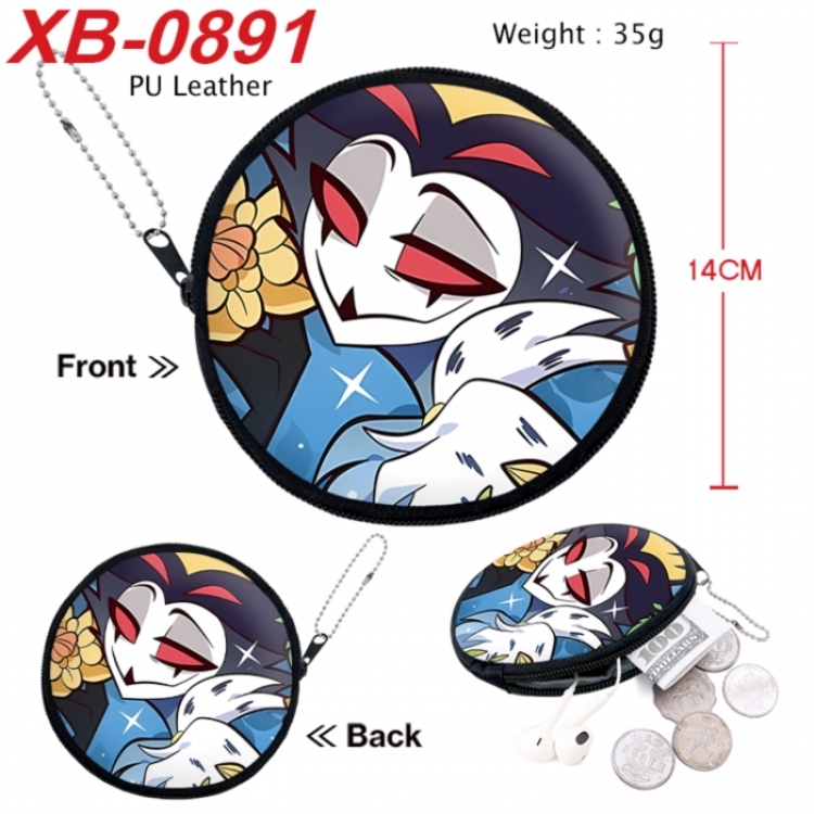 Hazbin Hotel Anime PU leather material circular zipper zero wallet 14cm